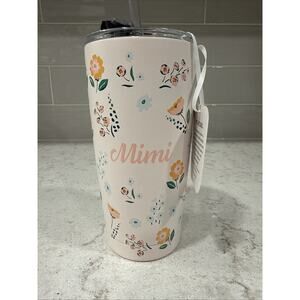 MIMI Floral Clementine Thermal Steel Travel Tumbler 20oz Hot Cold Mug Lid Cup